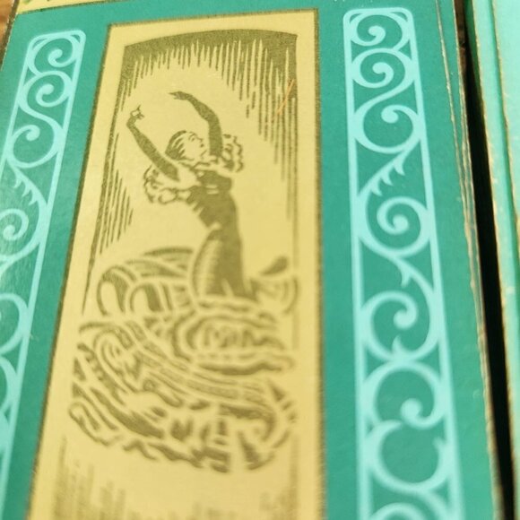 Vintage Flamenco Bullfighter Golden Turquoise MCM Playing Cards Original Case - Picture 2 of 5